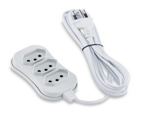 Extensão Elétrica 3 Tomadas 2P+T Branco Force Line 10A - 1m