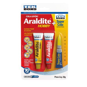 Cola Epóxi Araldite Hobby 10min + Super Cola Tekbond 23g - 3 unidades