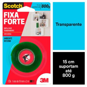 Fita Fixa Forte Dupla Face Transparente Scotch 3M - 19mmx2m