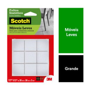 Protetor Anti-risco Quadrado em Feltro Branco G Scotch 3M - 9 unidades