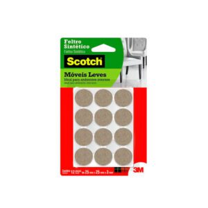 Protetor Anti-risco Redondo em Feltro Marrom P Scotch 3M - 12 unidades
