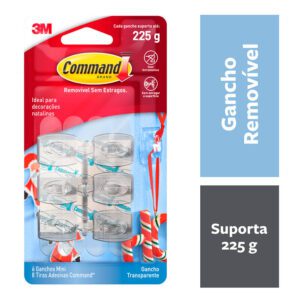 Mini Gancho Adesivo Transparente Command 3M 6 Peças até 225g