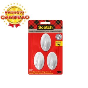 Gancho Adesivo de Plástico Branco Scotch 3M até 2kg