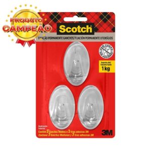 Gancho Adesivo de Plástico Incolor Scotch 3M até 2kg