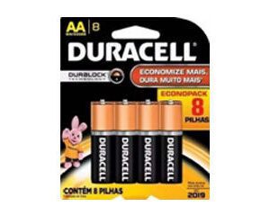 Pilha Alcalina Pequena AA MN1500 Duracell 8 Unidades