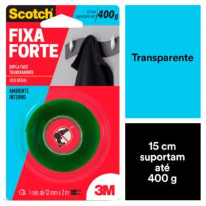 Fita Fixa Forte VHB Dupla Face Transparente 3M - 12mmx2m