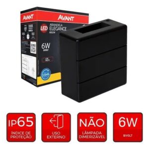 Arandela Led Eleganc. 6W Biv. 3000K Preta