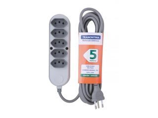 Extensao 5 Tomadas 2 Pinos+Terra 5M 10A Cz Tramontina