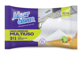 Lenço Umedecido Multiuso 3 em 1 Limão Hiperclean 20 unidades