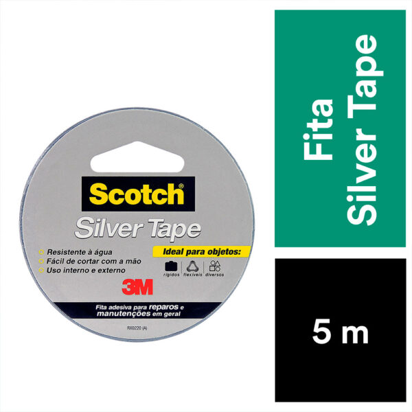 Fita Adesiva Silver Tape Multiuso Prata Scotch 3M - 45mmx5m - Imagem 4