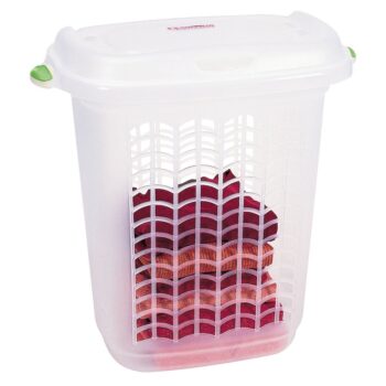 Cesto de Roupas com Tampa em Plástico Branco Sanremo 46,4L