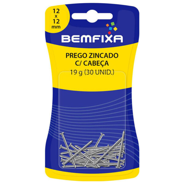 Prego Zincado com Cabeça 12x12mm Bemfixa 30 Unidades - Imagem 2