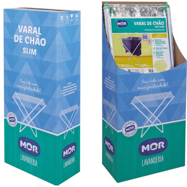 Varal de Chão Slim Sem Abas em Aço Branco Mor 79x45cm - Imagem 3
