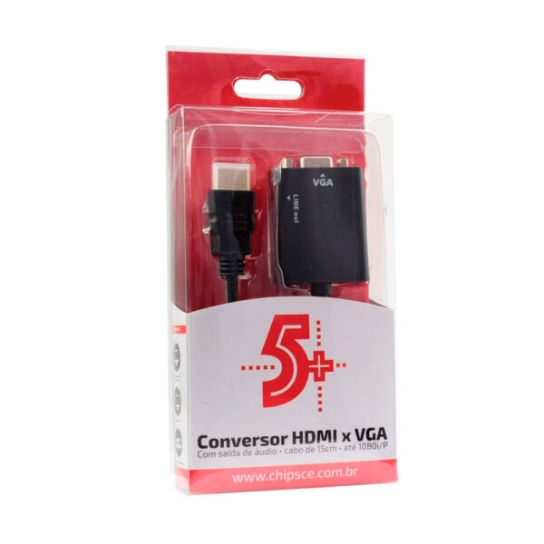 Cabo Conversor HDMI para VGA 5+ 12cm - Imagem 2