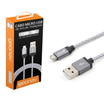 Cabo USB 2.0 x Micro USB de Nylon Trançado Reforçado Titanium Geonav 1,5m