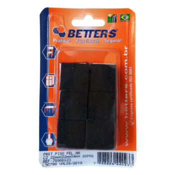 Feltro Protetor Adesivo Quadrado Preto Betters 22x22mm - 20 Peças