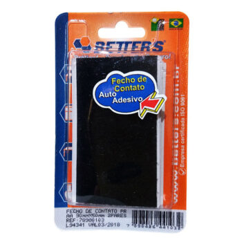 Fecho de Contato Adesivo Preto Betters 90x50mm 2 Pares