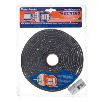 Veda Frestas Auto Adesivo de Espuma PE Preto Betters 25mmx5m