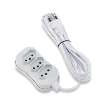 Extensão Elétrica 3 Tomadas 2P+T Branco Force Line 10A - 3m