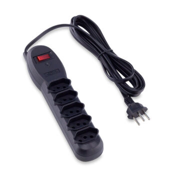 Filtro de Linha com 5 Tomadas Preto Force Line 1,2m Bivolt
