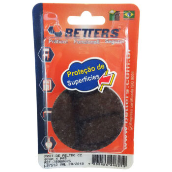 Protetor Anti-risco Redondo em Feltro Cinza Betters 60mm - 4 Unidades