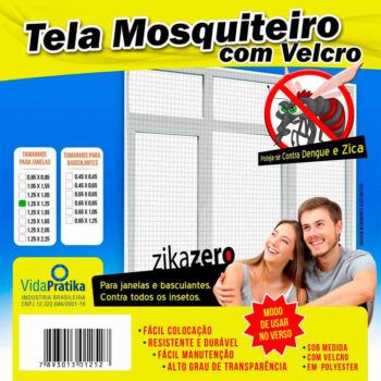 Tela Mosquiteiro com Velcro para Janela Vida Pratika 1,25x1,25m