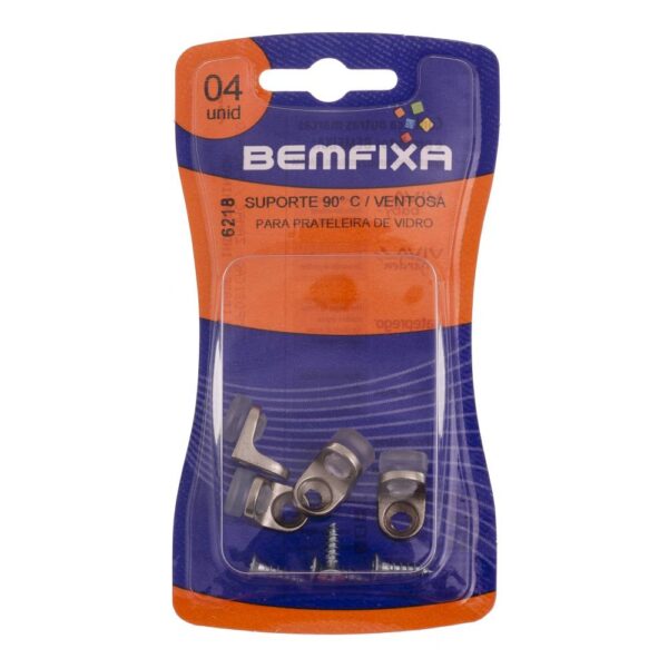 Suporte para Prateleira de Vidro com Ventosa 4 Unidades Bemfixa - Imagem 2