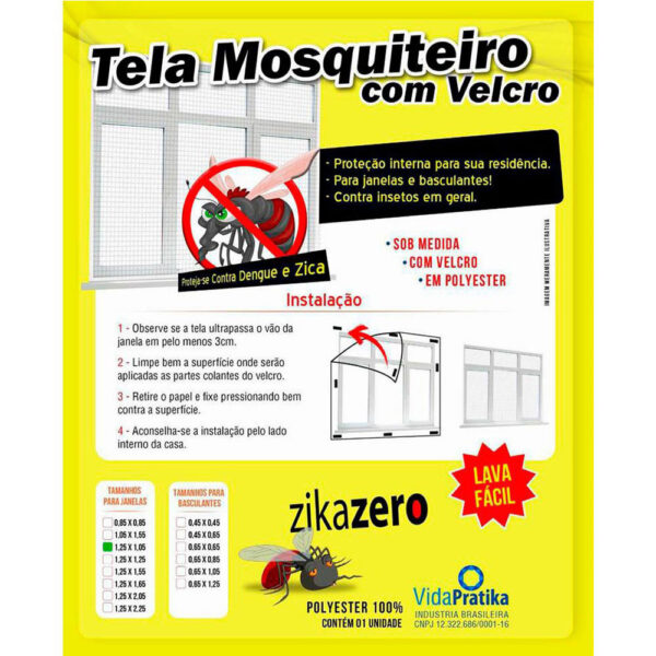 Tela Mosquiteiro com Velcro para Janela Vida Pratika 1,25x1,55m