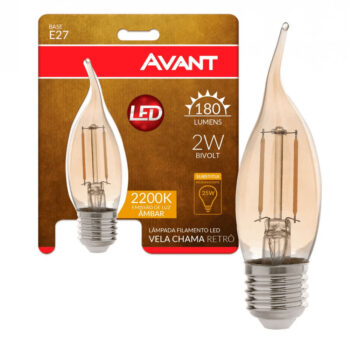 Lâmpada Led Filamento Vela Chama 2W Bivolt 2.2K Avant