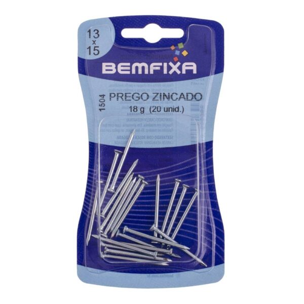 Prego Zincado com Cabeça 13x15mm Bemfixa 20 Unidades - Imagem 2