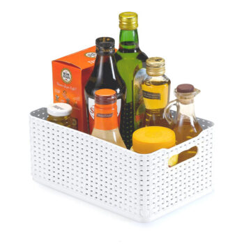 Cesto Organizador Empilhável de Plástico Branco Rattan Arthi 1,7L