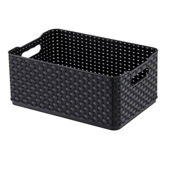 Cesto Organizador Empilhável de Plástico Preto Rattan Arthi 1,7L
