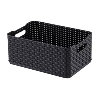 Cesto Organizador Empilhável de Plástico Preto Rattan Arthi 4,5L