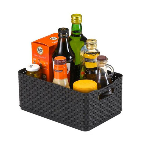 Cesto Organizador Empilhável de Plástico Preto Rattan Arthi 4,5L - Imagem 2