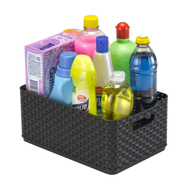 Cesto Organizador Empilhável de Plástico Preto Rattan Arthi 4,5L - Imagem 3