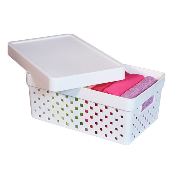 Cesto Organizador com Tampa de Plástico Branco Paramount 29x19cm - Imagem 3