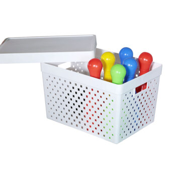 Cesto Organizador com Tampa de Plástico Branco Paramount 24x39x29cm