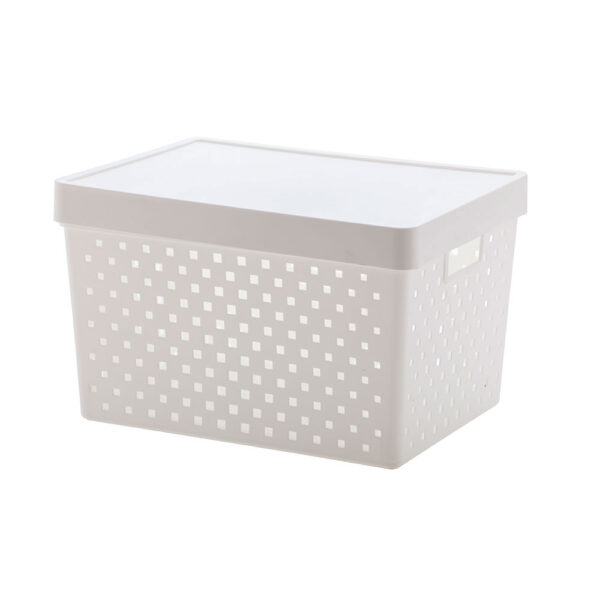 Cesto Organizador com Tampa de Plástico Branco Paramount 24x39x29cm - Imagem 2