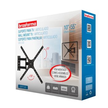 Suporte Articulado/Inclinável para TV LCD/LED/3D/Plasma de 10" a 55" Brasforma