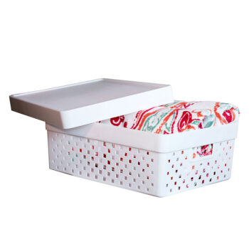 Cesto Organizador com Tampa de Plástico Branco Paramount 14x39x29cm