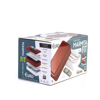 Marmita Lunch Box Fit de Plástico com Talher Vermelha Euro Home