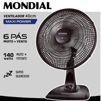 Ventilador de Mesa Maxi Power Preto 40 cm Mondial 127v