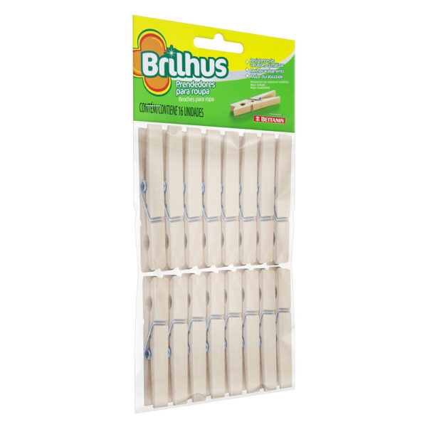Prendedores de Roupa Brilhus Madeira Bettanin 16 Peças - Imagem 3