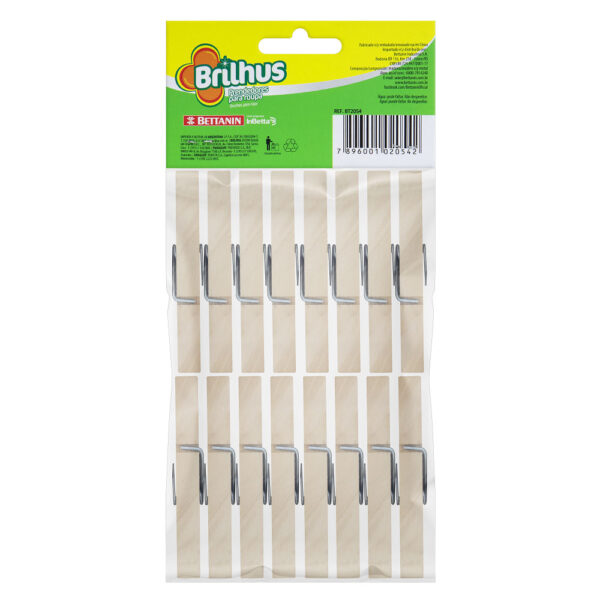 Prendedores de Roupa Brilhus Madeira Bettanin 16 Peças - Imagem 4