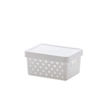 Cesto Organizador com Tampa de Plástico Branco Paramount 19x14cm