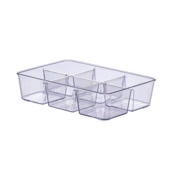 Organizador Multiuso Acrílico 6 Divisórias Paramount 25x18cm