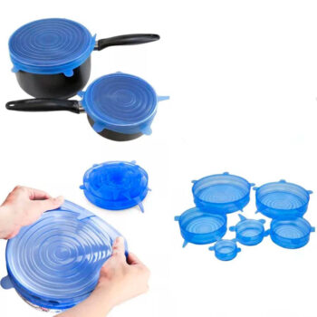 Kit de Tampas de Silicone Universal com 6 Peças Azul Transparente Uny Home