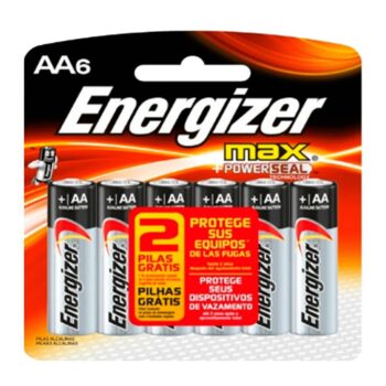Pilha Alcalina AA Max Energizer 6 Unidades