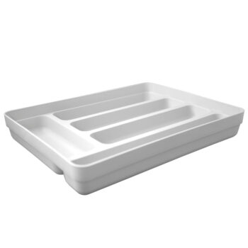 Porta Talheres em Plástico para Gaveta com Extensor Branco OU