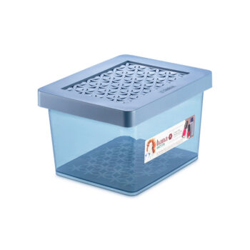 Caixa Organizadora com Tampa de Plástico Azul Hana Ordene 2,8L